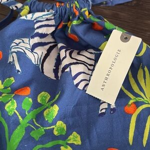 Anthropologie Blue Zebra Print Pouch